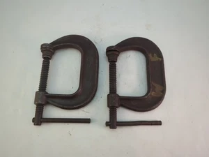 Pair Of Jorgensen 402 C Clamps 2 1/4" Opening 2" Throat - Picture 1 of 8