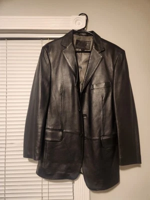 Chaqueta Blazer Stafford Executive Negra Cuero Genuino Para Hombre RN93677 Talla S Foto 1 de 4