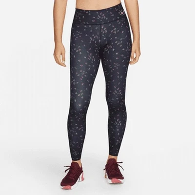 New Nike One Luxe Icon Clash Mid-Rise Leggings Black Floral Tight Dri-Fit Sz 1X - Image 1 of 4