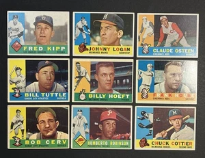 Lot (9) 1960 Topps Baseball Cards #202 205 206 367 369 372 415 416 417 AVG VG+ - Picture 1 of 2