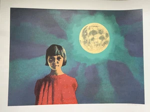 Bertha Vincent 40” x 30” LARGE PORTRAIT print GIRL MOON ARTWORK ART - Picture 1 of 3