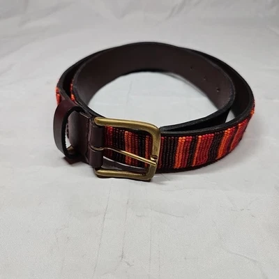 Vintage Handmade Leather Beaded Western Belt Size Approx. 35x 1 ⅜" wide - Image 1 of 4