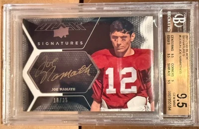 2012 Upper Deck Black Signatures Joe Namath 18/35 BGS 9.5 Auto 10 Exquisite Coll - Image 1 of 4