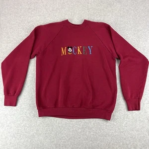 Sudadera De Colección Mickey Mouse Grande Granate Manga Larga Spellout Pullover De Colección - Imagen 1 de 7