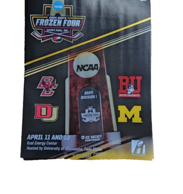 2024 NCAA Hombres Frozen Four PROGRAMA DE HOCKEY St Paul, MN Denver Boston Michigan Foto 1 de 2
