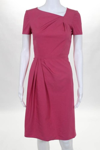 Abito VALENTINO rosa cotone manica corta collo asimmetrico lunghezza ginocchio linea A 2