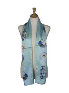 AamiraA Vintage Dishware Mulberry Satin Silk Stole Women Scarf Free Shipping  - Picture 1 of 5