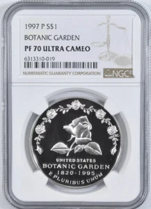 1997 BOTANIC GARDEN Silver Dollar $1 NGC PF70💥FLAWLESS QUALITY💥 - Picture 1 of 5