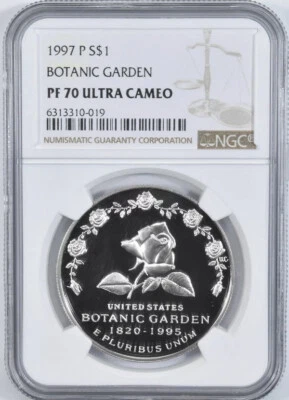 1997 BOTANIC GARDEN Silver Dollar $1 NGC PF70💥FLAWLESS QUALITY💥 - Image 1 of 4