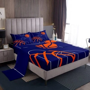 Basketball Sheet Set Twin Size Kids Basketball Court Sheets with Deep Pocket ... - Picture 1 of 6