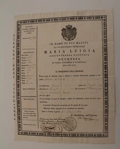 DUCATI PARMA 1839 PASSAPORTO+STEMMA ARALDICO+timbro REALE-gc237 - Imagen 1 de 1