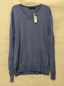 Polo Golf V-Neck Sweater Men's XL Merino Wool Regent Blue NEW Ralph Lauren - Picture 1 of 5