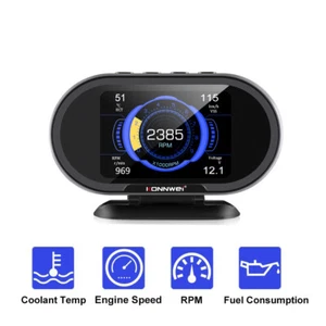 KW206 coche OBD2 HUD medidor digital calibre de rpm velocímetro forma todo después coches 1996 - Imagen 1 de 12