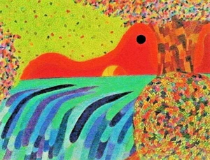 DRAWING - 'OVERLAY', COLORED PENCIL & PEN ON SKETCH PAD- ABSTRACT - FREE SHIP! - Picture 1 of 5