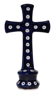 Cruz de pie de cerámica polaca de 7" de alto Zaklady Boleslawiec Polonia - Imagen 1 de 1