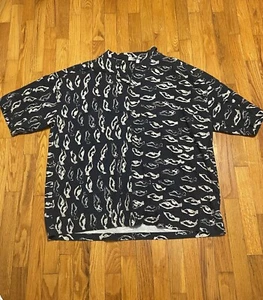 Asos Button Up Shirt Mens Size XXXL Plus Navy White Print Short Sleeve Casual - Picture 1 of 3