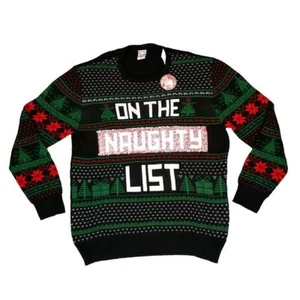 Womens Well Worn Reversible Sequin On the Naughty Nice List Christmas Sweater - Picture 1 of 11