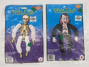 Vintage Beistle Dancer Halloween Decorations Dracula & Skeleton 1990 - Unopened! - Picture 1 of 10