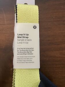 New Lululemon Loop It Up Mat Strap True Navy Blue LEVI Yellow