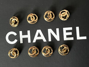8 boutons Chanel vintage métal doré diametre 13 mm