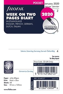 New FILOFAX 2020 POCKET DIARY Each Week On 2 Pages FULL YEAR White Paper SEALED - Picture 1 of 2