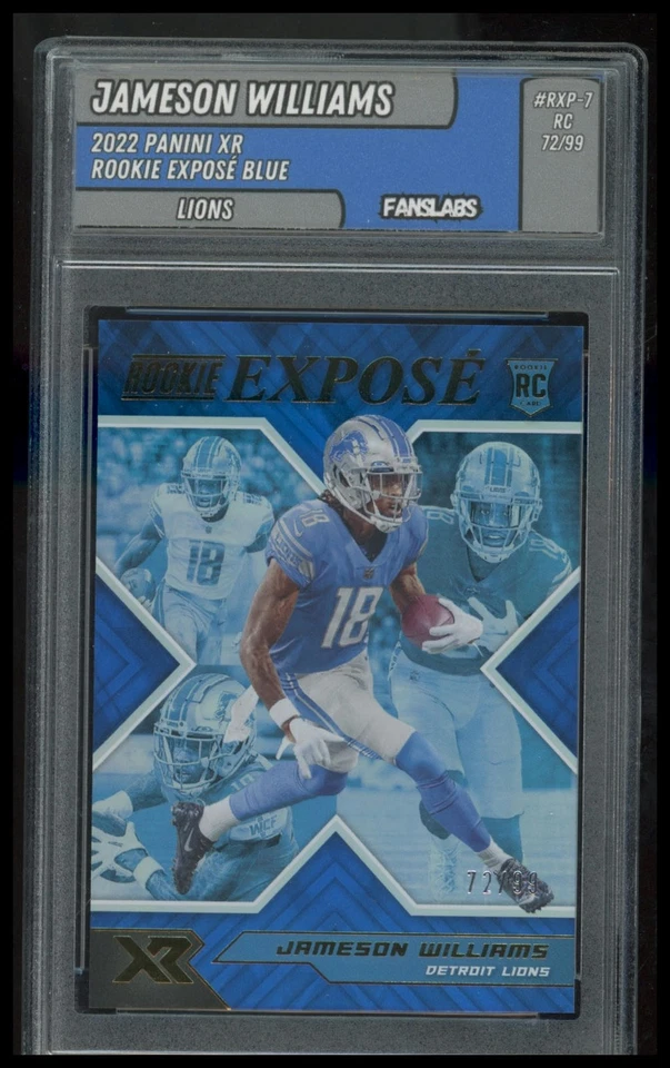 2022 Panini XR #RXP-7 Jameson Williams Rookie Exposé Blue #/99 - Image 1 of 2