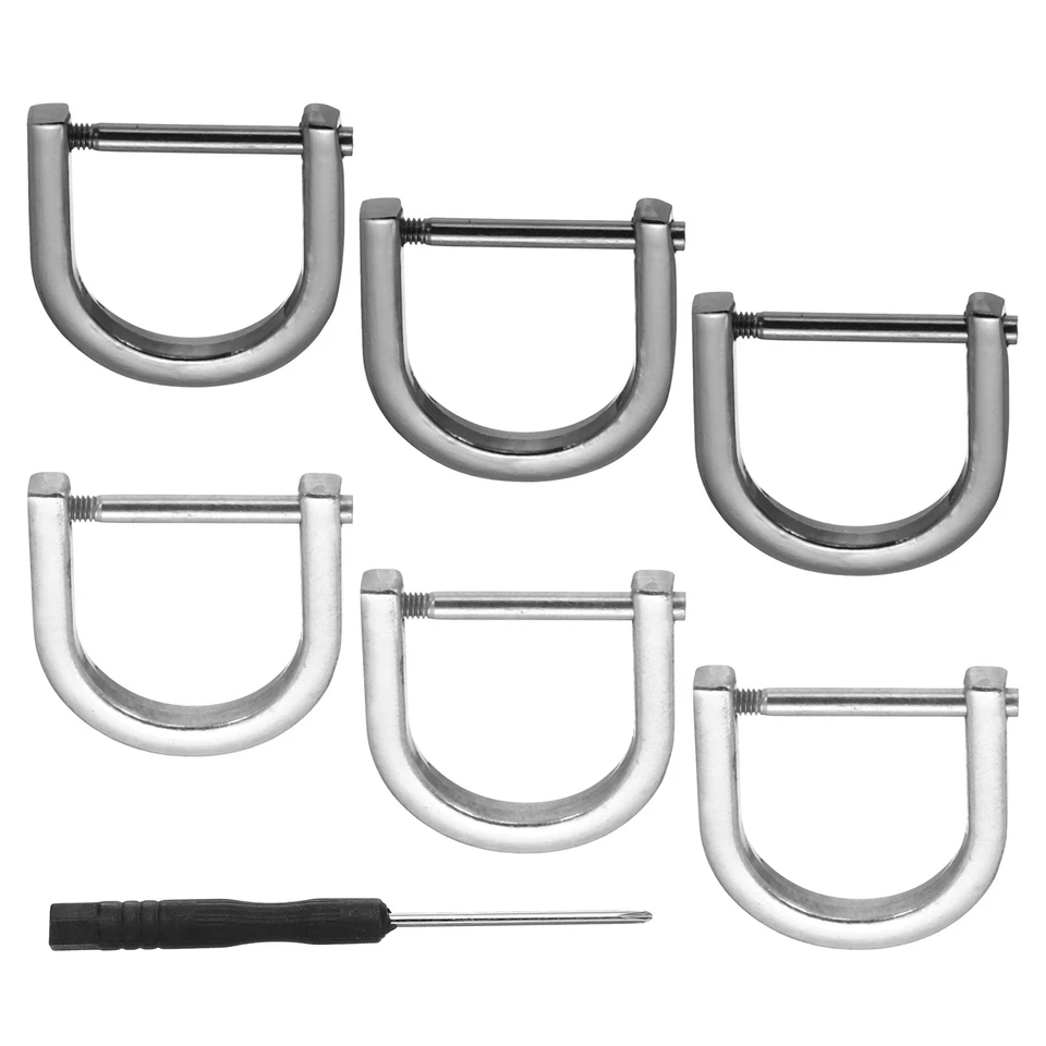 8 Piezas 13/16" Anillos en D Tornillo Grillete Herradura Forma de U Anillo en D Plateado/Negro Foto 1 de 4