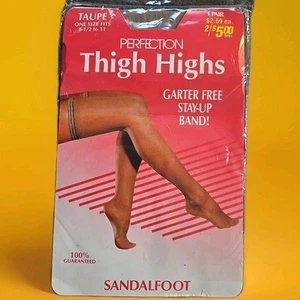 1 Paar Perfection Overknee Strümpfe Größe 8,5-11 Taupe Sandalfoot Neu - Bild 1 von 5