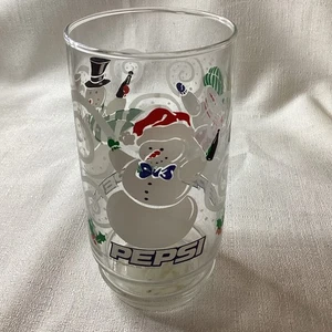 90s Pepsi Cola Christmas Holiday Themed Snowmen Drinking Glass - Picture 1 of 4