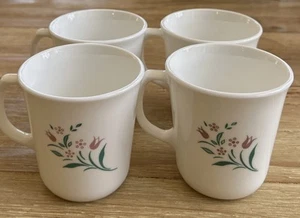 4 - Vintage Corning Ware Corelle Rosemarie Floral Coffee Cups Mugs Made in USA - Picture 1 of 3