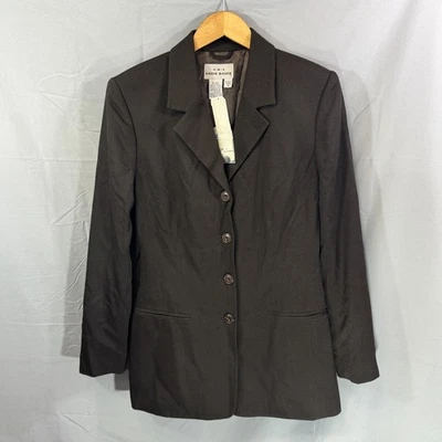 Blazer Eddie Bauer para mujer 12 negro mezcla de lana forrado botón delantero chaqueta ropa de trabajo Foto 1 de 4