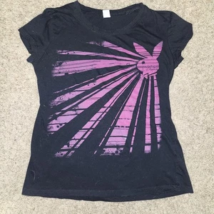 Playboy Official Bunny Logo Graphic Print Tee T-Shirt Schwarz Pink Grafik L - Bild 1 von 7