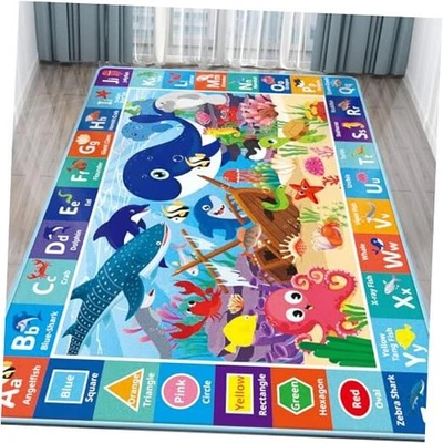 Alfombra de juego para bebé para piso, alfombra de juego ABC para niños, alfombras para niños animales marinos para niñas  Foto 1 de 4