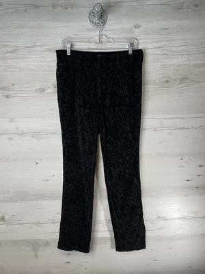 Pantalones NYDJ para mujer 10 negros ajustados terciopelo jacquard elástico damasco Foto 1 de 4