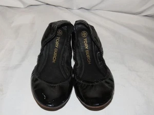 Pisos de charol negro Tory Burch talla 9M - Imagen 1 de 5