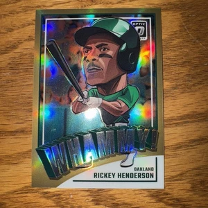 RICKEY HENDERSON GOLD PRIZM /10 WHAMMY! 2025 DONRUSS OPTIC SSP RARA CUSTODIA HIT - Foto 1 di 4