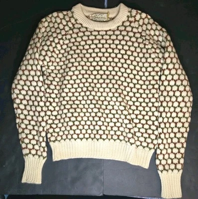 Vintage '90s Pure Virgin Wool Women's Sweater Size Medium Honeycomb Pattern - Image 1 of 4