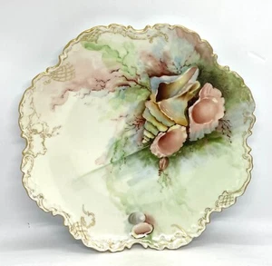 "Placa de gabinete de porcelana de borde de rifa pintada a mano Rosenthal Bavaria Monbijou de radiocontrol 9""" - Imagen 1 de 10
