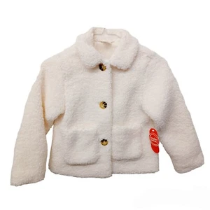 Wonder Nation Shearling Jacket Coat 6/6x Girls Cream Button Front - Picture 1 of 5