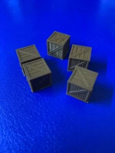 Wooden Crates 5 Pack 1:76 Scale OO Gauge - Model Railway, Wargaming, Model Boats - Picture 1 of 2