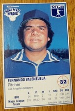 1987 Kraft Home Plate Heroes Food Issue Fernando Valenzuela #32