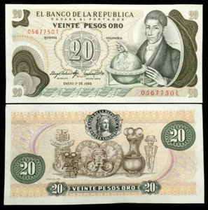 Colombia 20 Pesos 1983 Banknote World Paper Money UNC Currency Bill Note - Picture 1 of 3