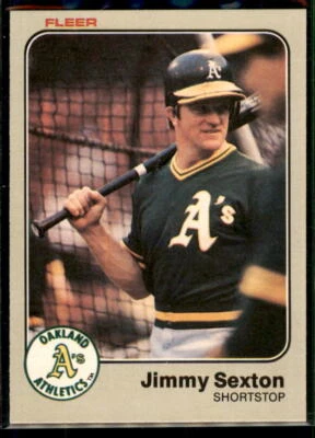 1983 Fleer Jimmy Sexton #533 Oakland Athletics - Image 1 of 2