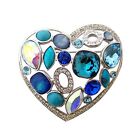 Heart Pin Brooch Rhodium Plated Metal Alloy Set With Sparkling Swarovski
