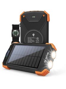 Solar Power Bank, Qi Portable Charger 10,000mAh External Battery Pack Type
