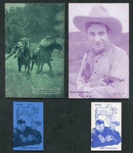 BUDDY ROOSEVELT VINTAGE 2 ARCADE COWBOY CARDS PLUS 2 ACTOR/ANIMAL CARDS 1920'S
