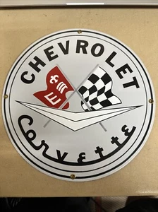 Chevrolet Corvette 11.25” Enameled Porcelain Sign Ande Rooney - Picture 1 of 3