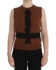 Dolce And Gabbana Lace Sleeveless Vest In Brown Wool   Sweaters   Beige