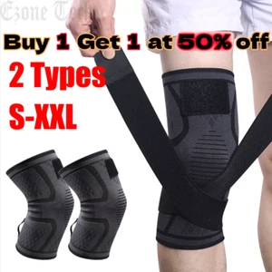 2Pcs Knee Sleeve Compression Brace Support For Sport Joint Pain Arthritis Relief - Picture 1 of 16