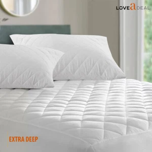 Protector de colchón acolchado extra profundo funda de cama ajustable antialérgico todos los tamaños - Imagen 1 de 12